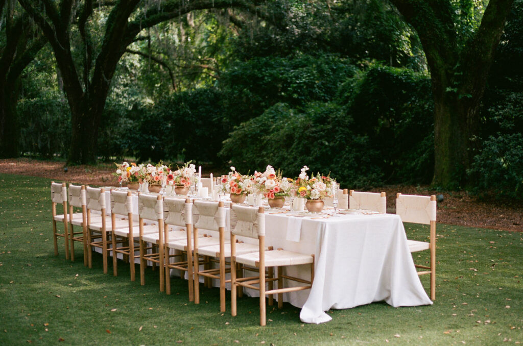 Details from a destination garden party wedding on film in Charleston, South Carolina. Discover luxury and timeless wedding photos on 35mm film.