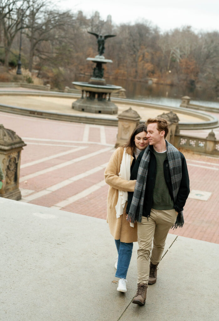 A couple wandering around Central Park together. Discover documentary engagement photos in New York City. 