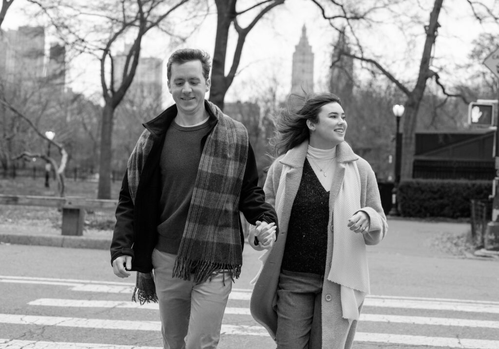 A couple wandering around Central Park together. Discover candid engagement photos in New York City. 