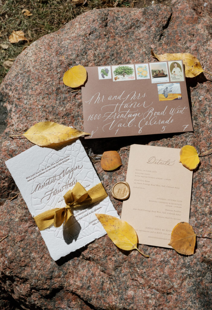 Modern fall wedding details in Vail. Discover luxury documentary wedding photography in Colorado and beyond.  