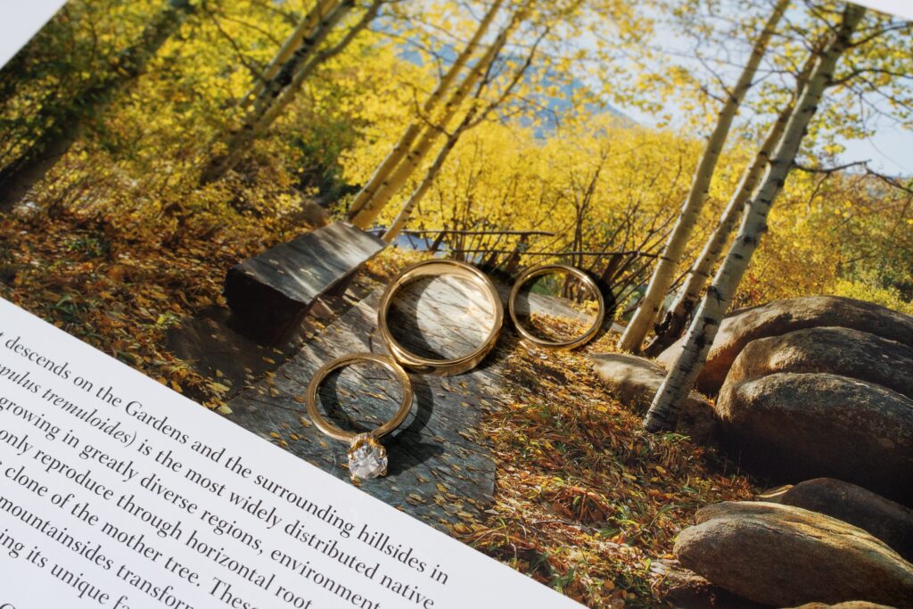 Modern fall wedding details in Vail. Discover luxury documentary wedding photography in Colorado and beyond.  