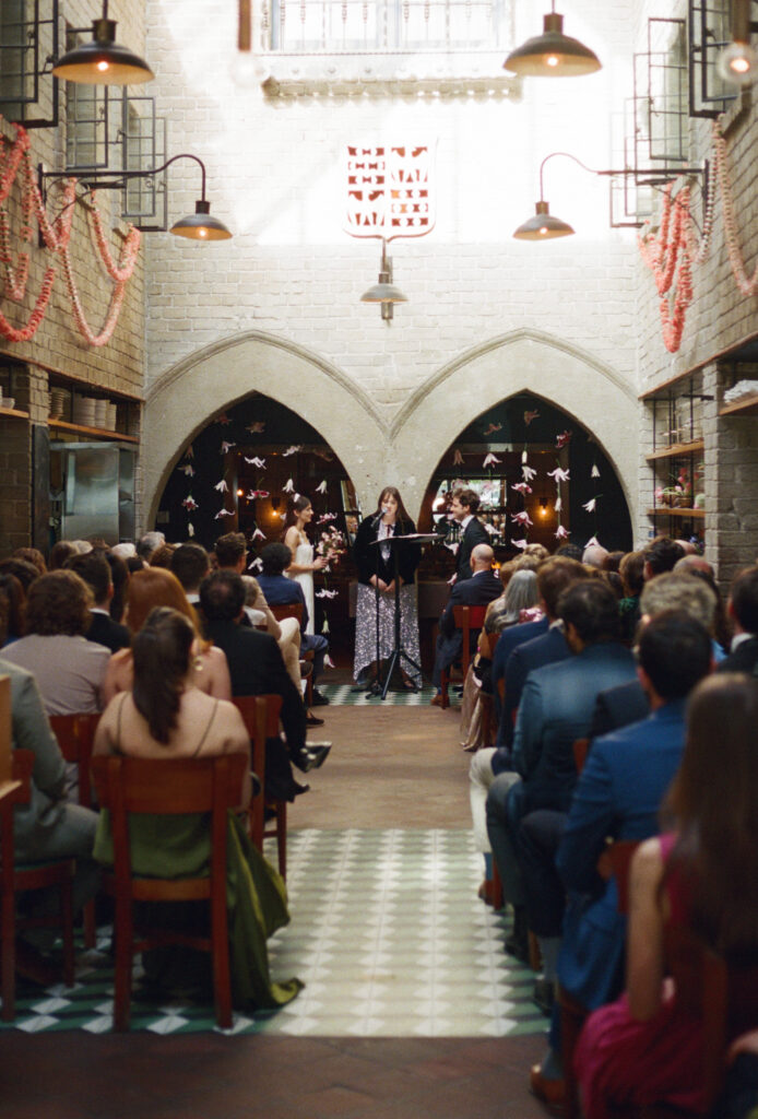 A wedding ceremony in downtown Los Angeles, California. Discover film wedding photography in New York, Colorado, and California. 